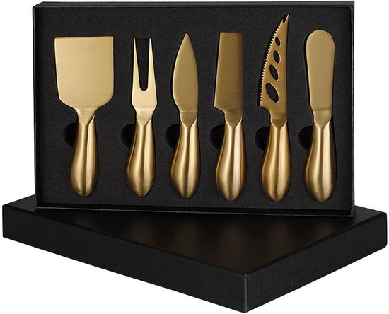 Set Mit 6 Käsemessern Aus Edelstahl, Küchenutensilien, Ergonomisches Design, Multifunktionales Schneidwerkzeug Für Küchen Und Restaurants (gold)