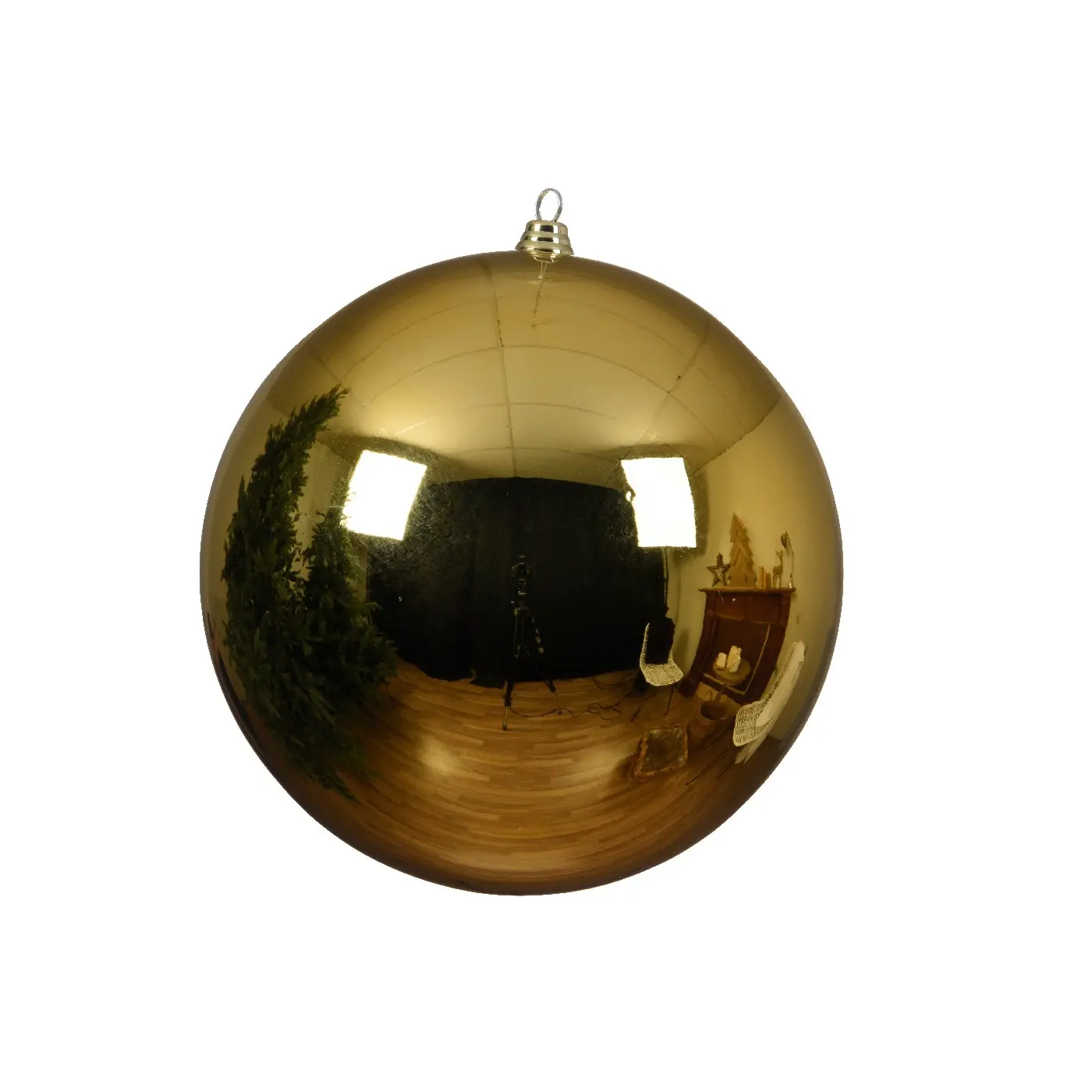 Bruchfeste Outdoor Xxl Weihnachtskugel Goldfarben Ø 25 Cm Aus Kunststoff