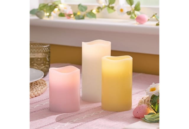 3er Set LED-Stumpenkerzen in Pastell