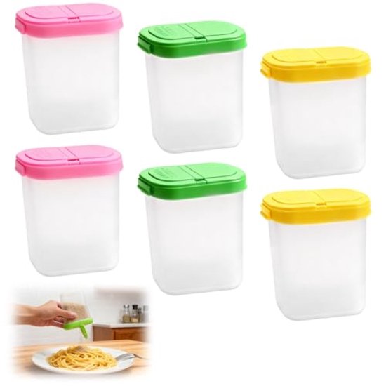 Gewürzgläser Set, 6 Teilig, 250 Ml Bpa Freier Kunststoff, Luftdicht Und Feuchtigkeitsbeständig, Mit Deckel, Zwei Öffnungen Und Etiketten Transpar