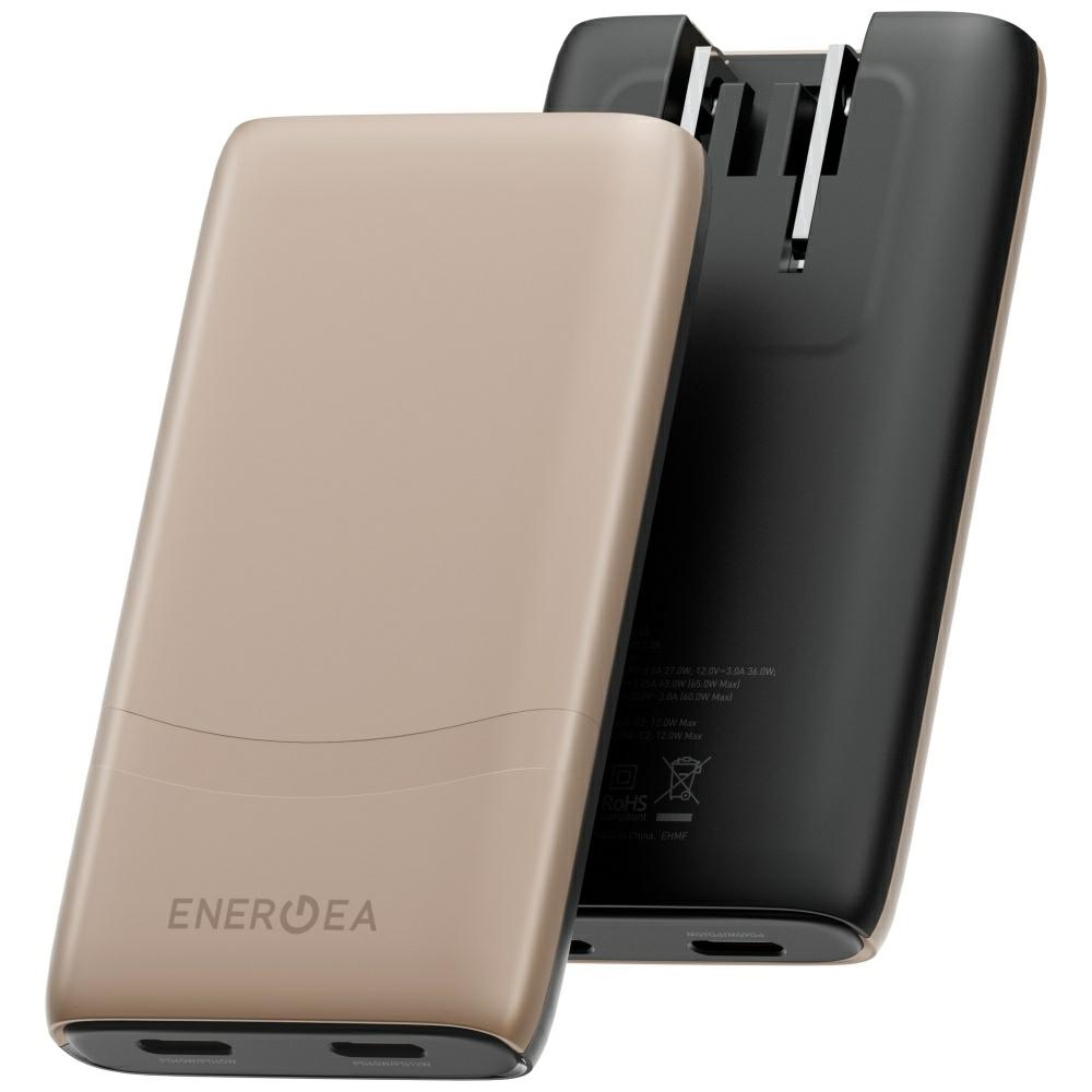 Energea Travelworld Edge 65w 2xusb-c Pd/pps/qc3.0 Wandladegerät (us/gb/eu) Gold