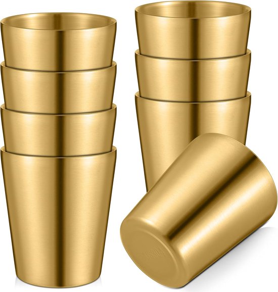 8 Stück Isolierter Edelstahlbecher Kaffeebecher Metallbecher Doppelwandige Vakuum Wasserflasche Wiederverwendbar Für Grillen, Zuhause, Büro, Part