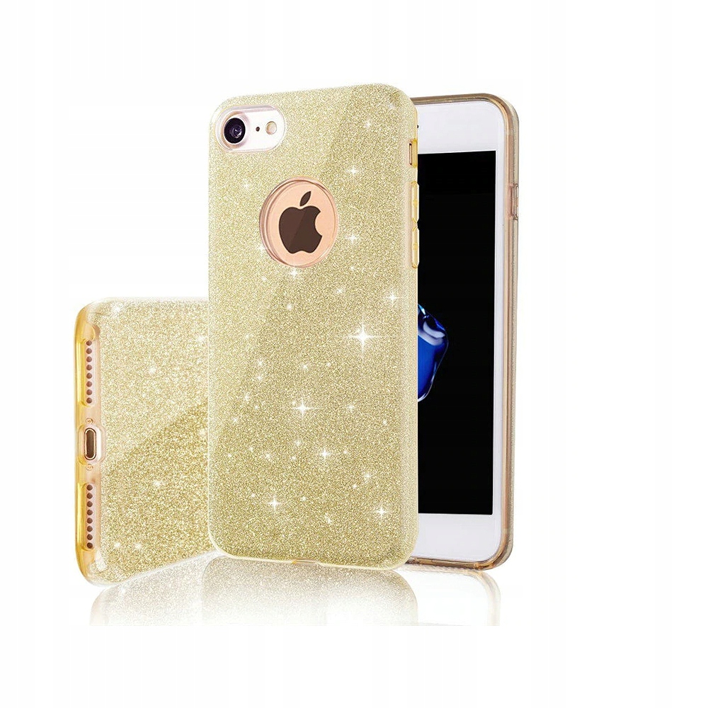 Glitzerhülle Mit Goldenem Glitzer Für Apple Iphone 7, 8 Und Se + Glas