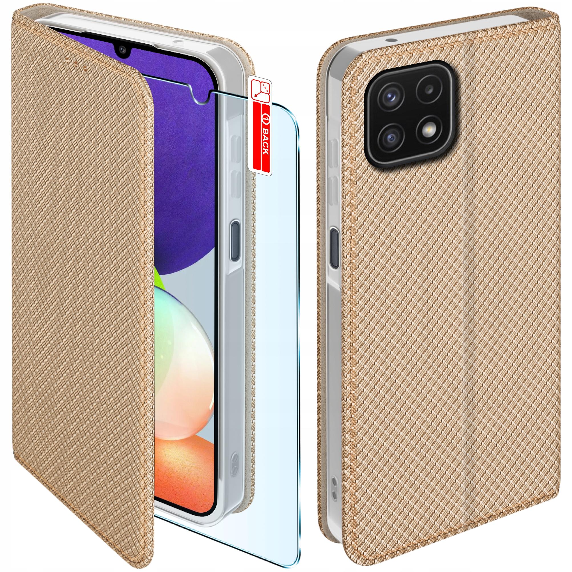 Geschlossene Buchhülle Mit Klappe, Smart Gold, Samsung Galaxy A22 4g+ Glas