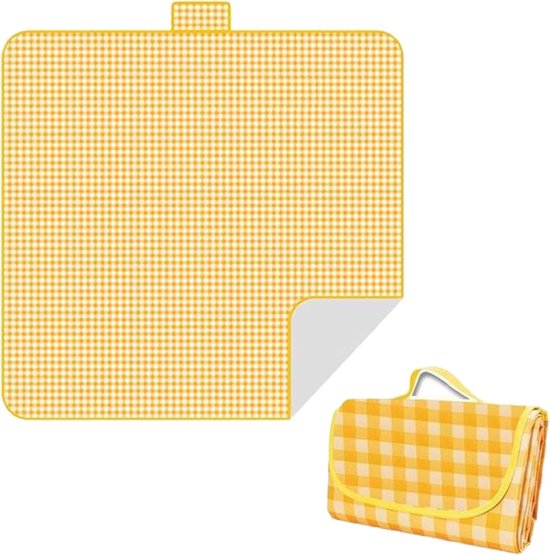 Wasserdichte Picknickdecke 200 X 200 Cm Faltbare Outdoor Decke Für 5 6 Personen, Leicht Und Tragbar Für Park, Strand Und Camping Gelb