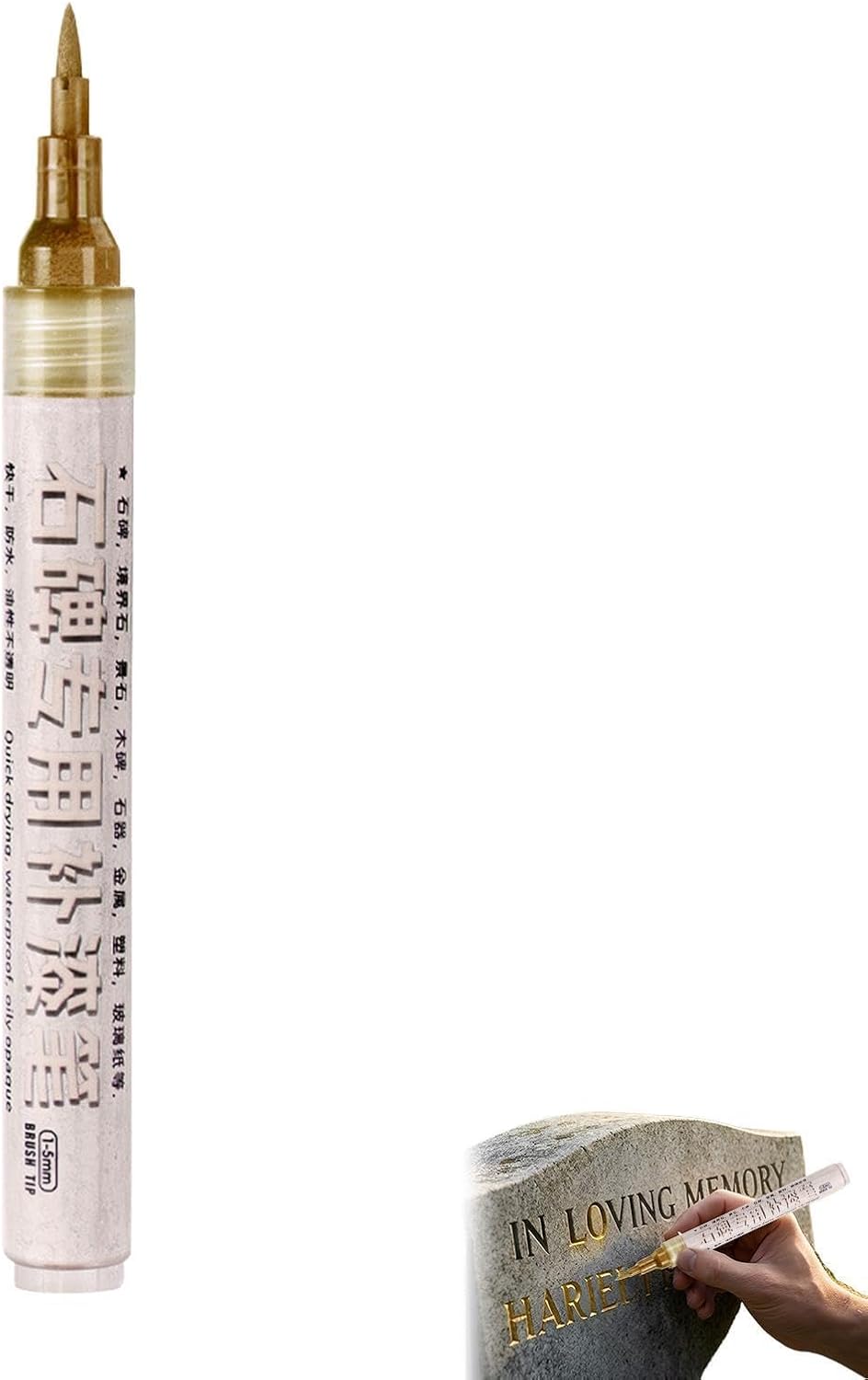 Grabsteinmarkierung, Goldener Ausbesserungsstift Für Inschriften Beschriftungsstift Für Denkmäler, Für Den Außenbereich Auf Gräbern, Kirchen, Höfen, Friedhöfen Und Granit/marmor