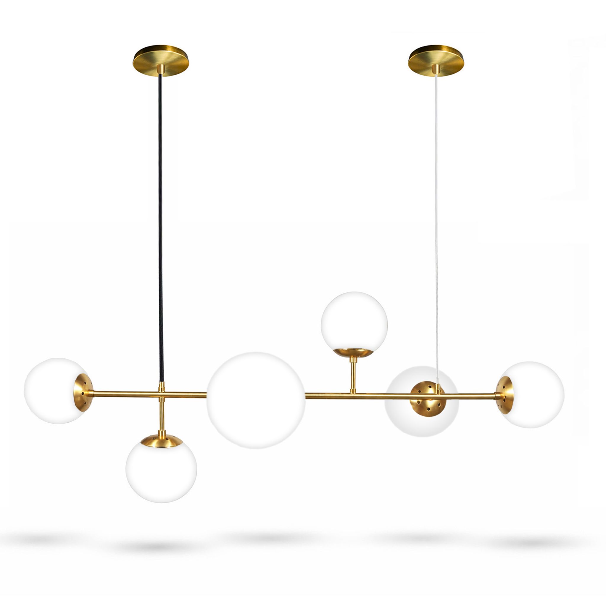 Hängelampe Mit 6 Kugeln, 15/13 Cm, E27, Goldfarben, Milchig