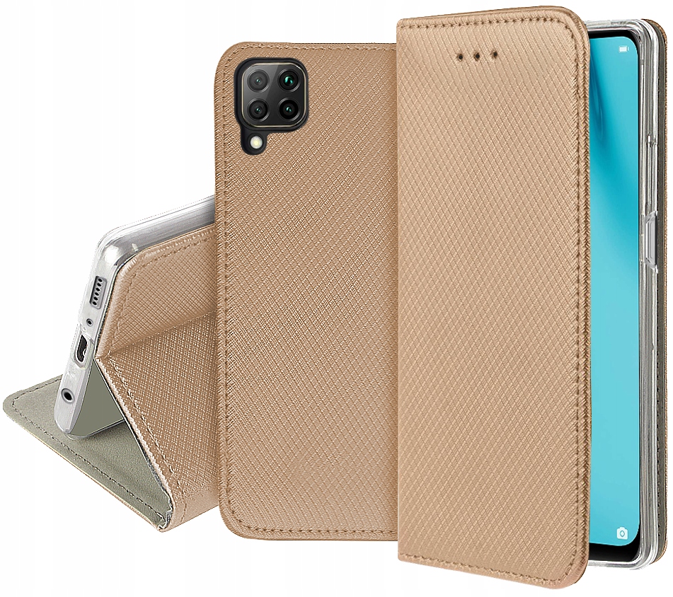 Schutzhülle Für Huawei P40 Lite, Geschlossene Smart-magnet-hülle, Gold + Glas