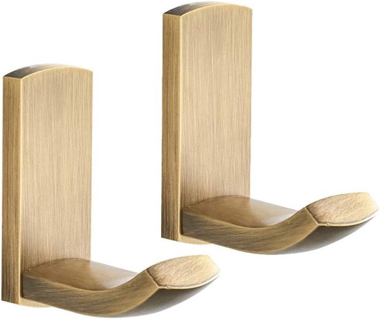 Badezimmerhaken – 2 Wandhaken In Antik Gebürstetem Messing, Garderobenhaken, Handtuchhaken, Badezimmeraccessoires Mit Wandbefestigung – Goldfarben