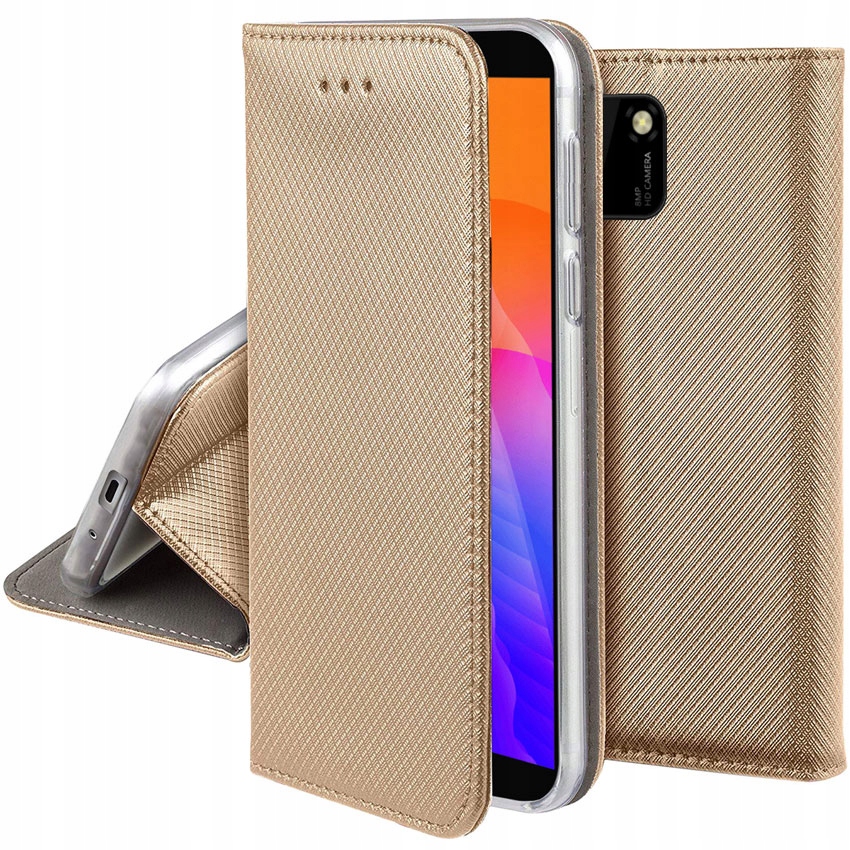 Schutzhülle Für Huawei Y5p, Geschlossene Smart-magnet-hülle, Gold + Glas