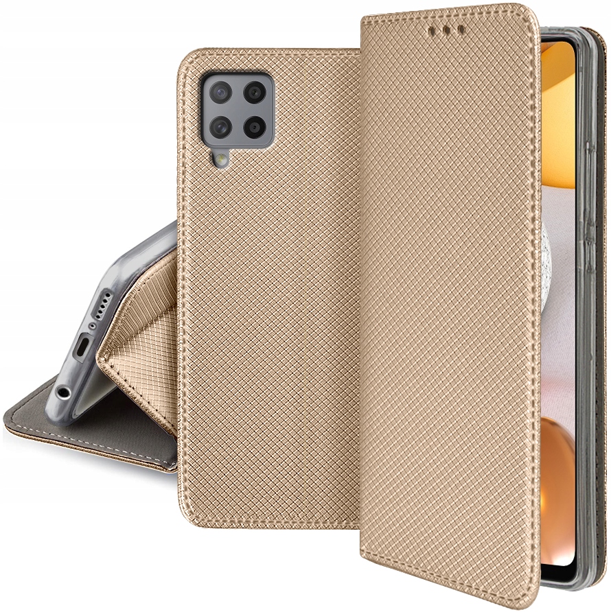 Schutzhülle Für Samsung Galaxy A42 5g, Magnet-design, Smart Book Gold + Glas