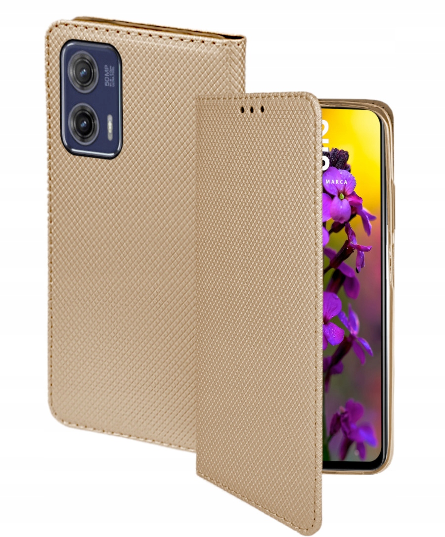 Schutzhülle Für Motorola Moto G73 Smart Magnet Book Case Gold + 9h Glas