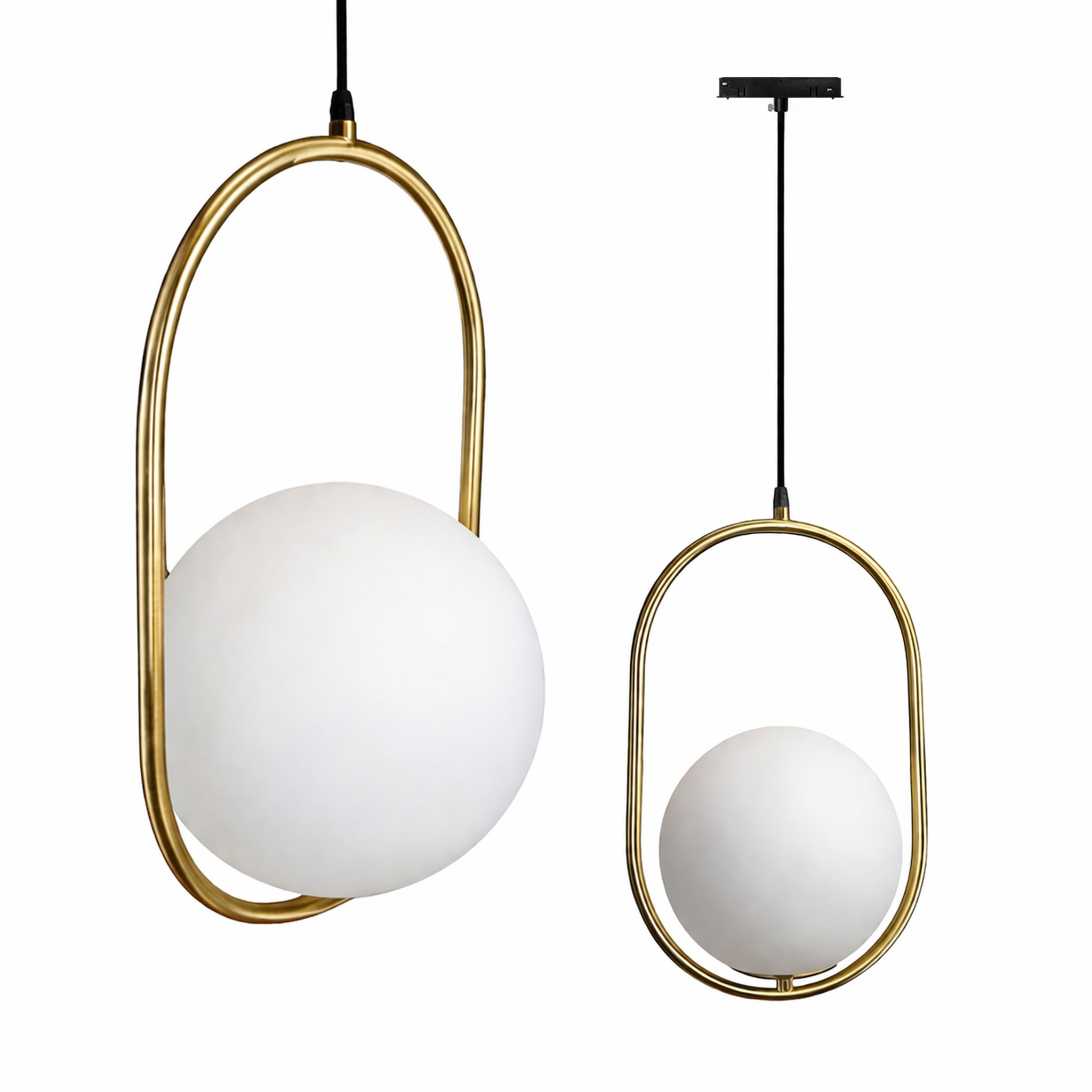 Ovale Kugel-pendelleuchte, 25 Cm, Milchig-goldene Kugel, Für Smart Track Magnetschienen, 48 V Dc