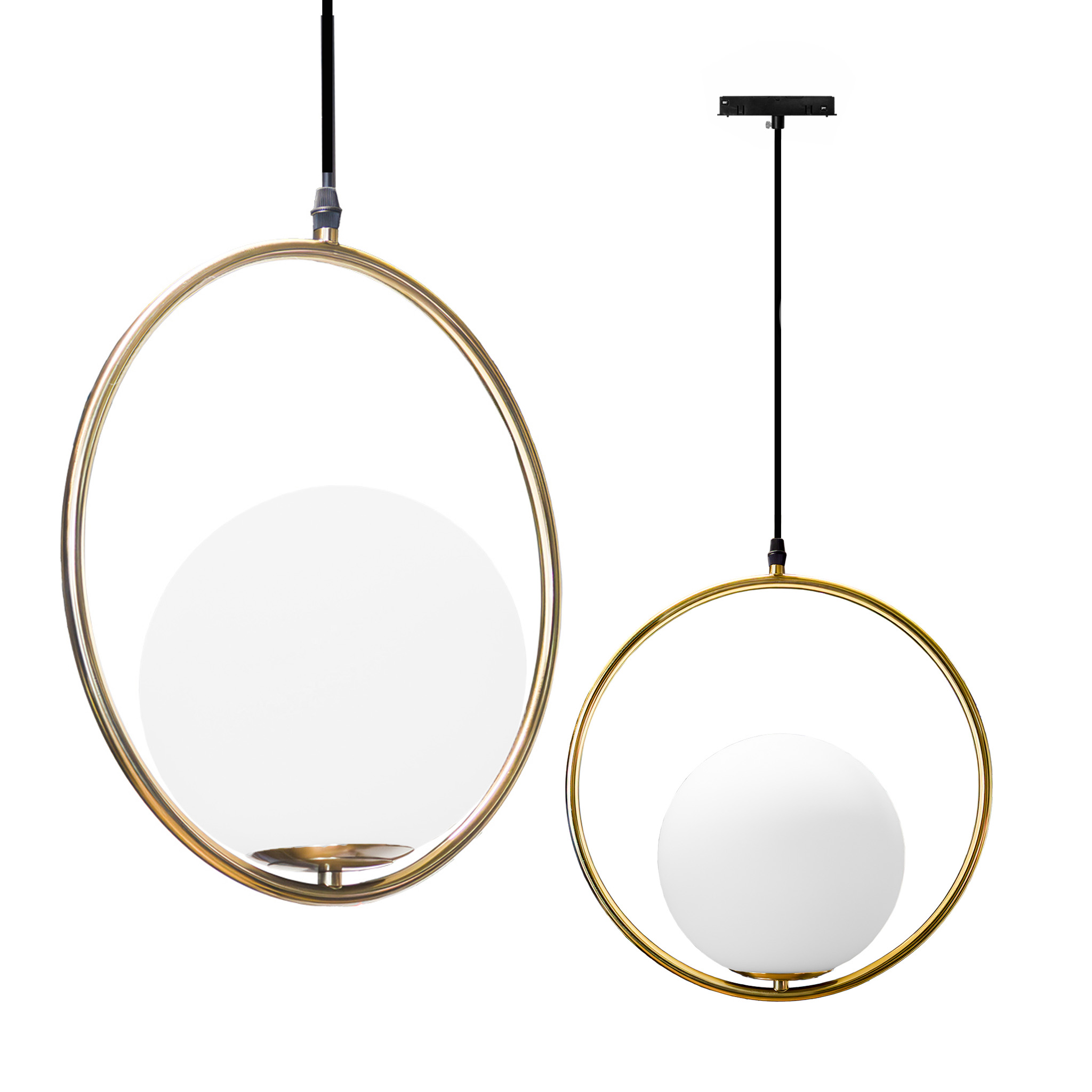 Runde Kugel-pendelleuchte, 20 Cm, Milchig-goldene Kugel, Für Smart Track Magnetschienen, 48 V Dc