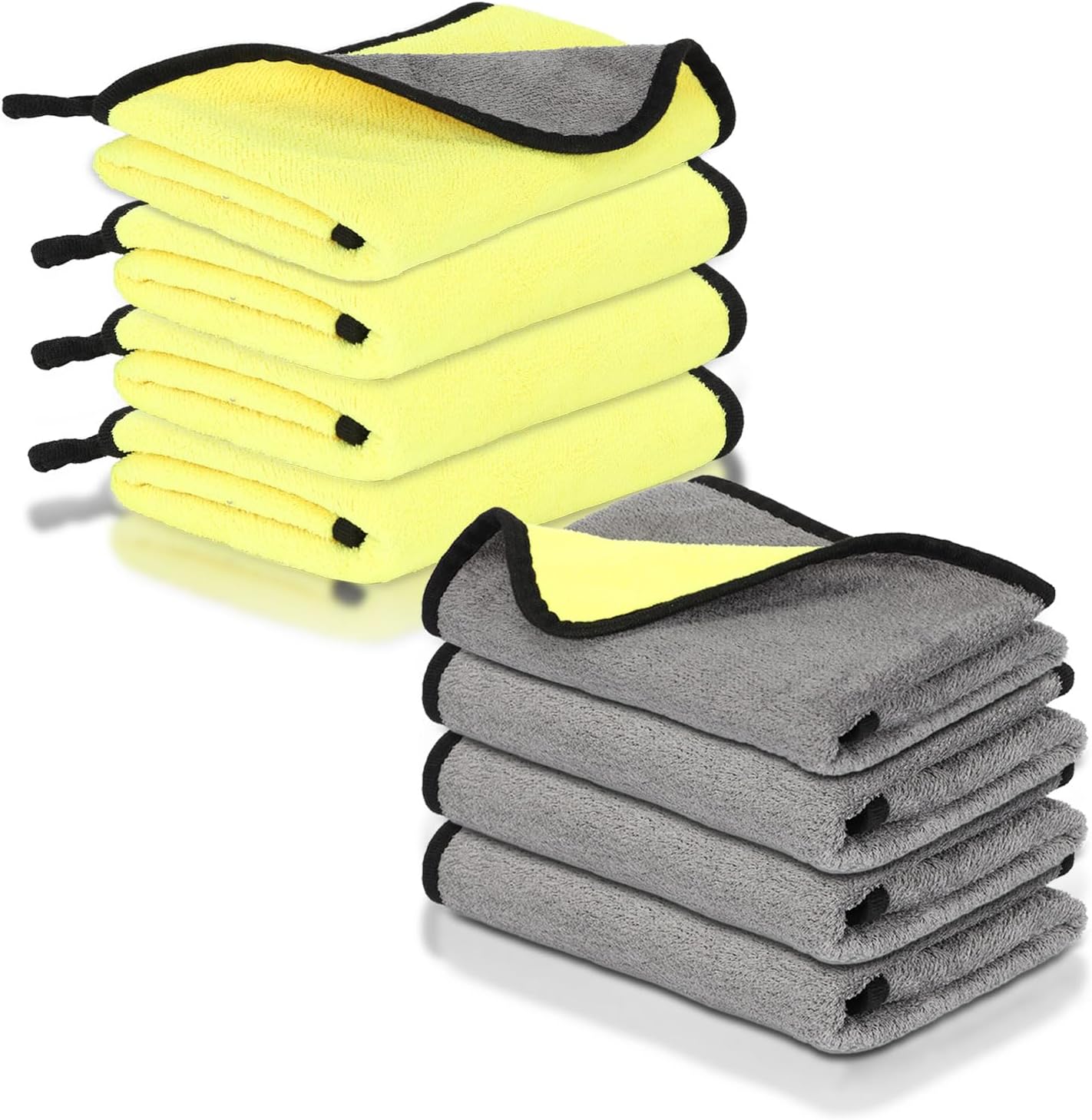 Set Mit 8 Ultra-saugfähigen Mikrofaser-autoreinigungstüchern – 40 X 60 Cm – Doppelseitiges Mikrofaser-trockentuch – Poliertuch Für Autos Und Motorräder