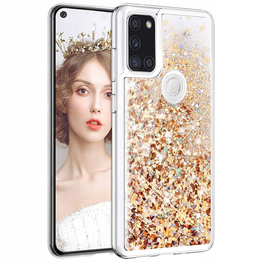 Schutzhülle Für Samsung Galaxy A21s Back Loquid Sparkle Glitter Gold + Glas