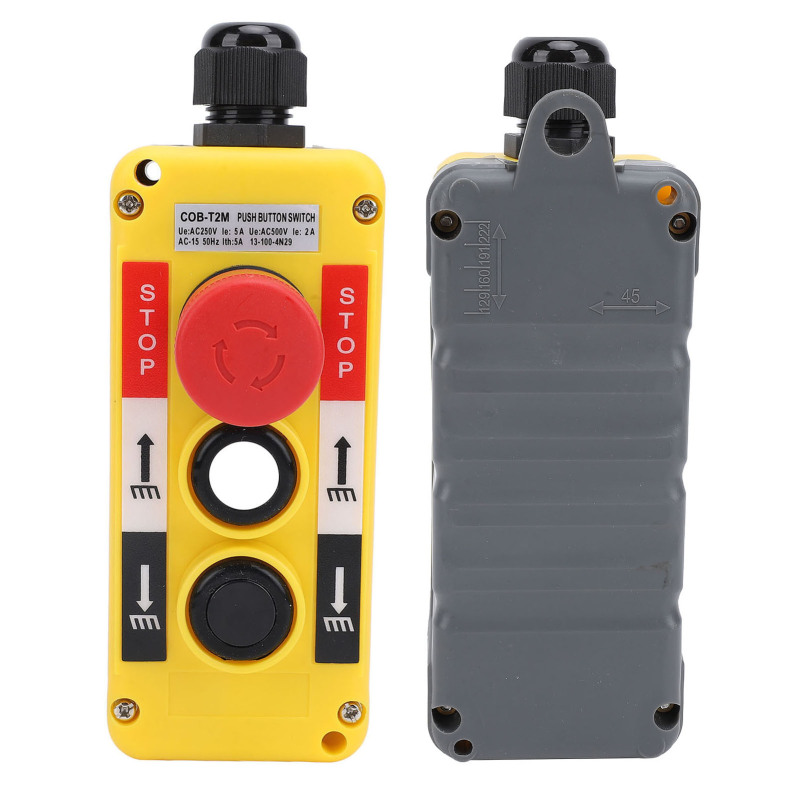 Industrielle 2-tasten-fernbedienung Für Kranhebezeuge, Ip68 Wasserdicht, Mit Not-aus Und Druckknopfschalter.