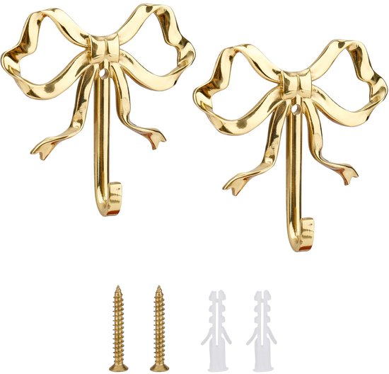 Wandhaken – Design Mit Goldener Schleife – 6,6 X 6,4 Cm