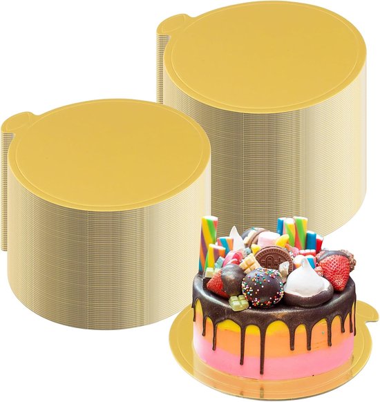 100 Mini Mousse Kuchenplatten 9 Cm Gebäckplatten Kuchenplatten Runde Kuchenplatten Goldpapier Wiederverwendbar Für Hochzeiten, Geburtstage Und Di