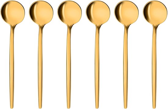 Sechsteiliges Luxus-espressolöffel-set Aus Goldfarbenem Edelstahl Für Kaffee Und Desserts