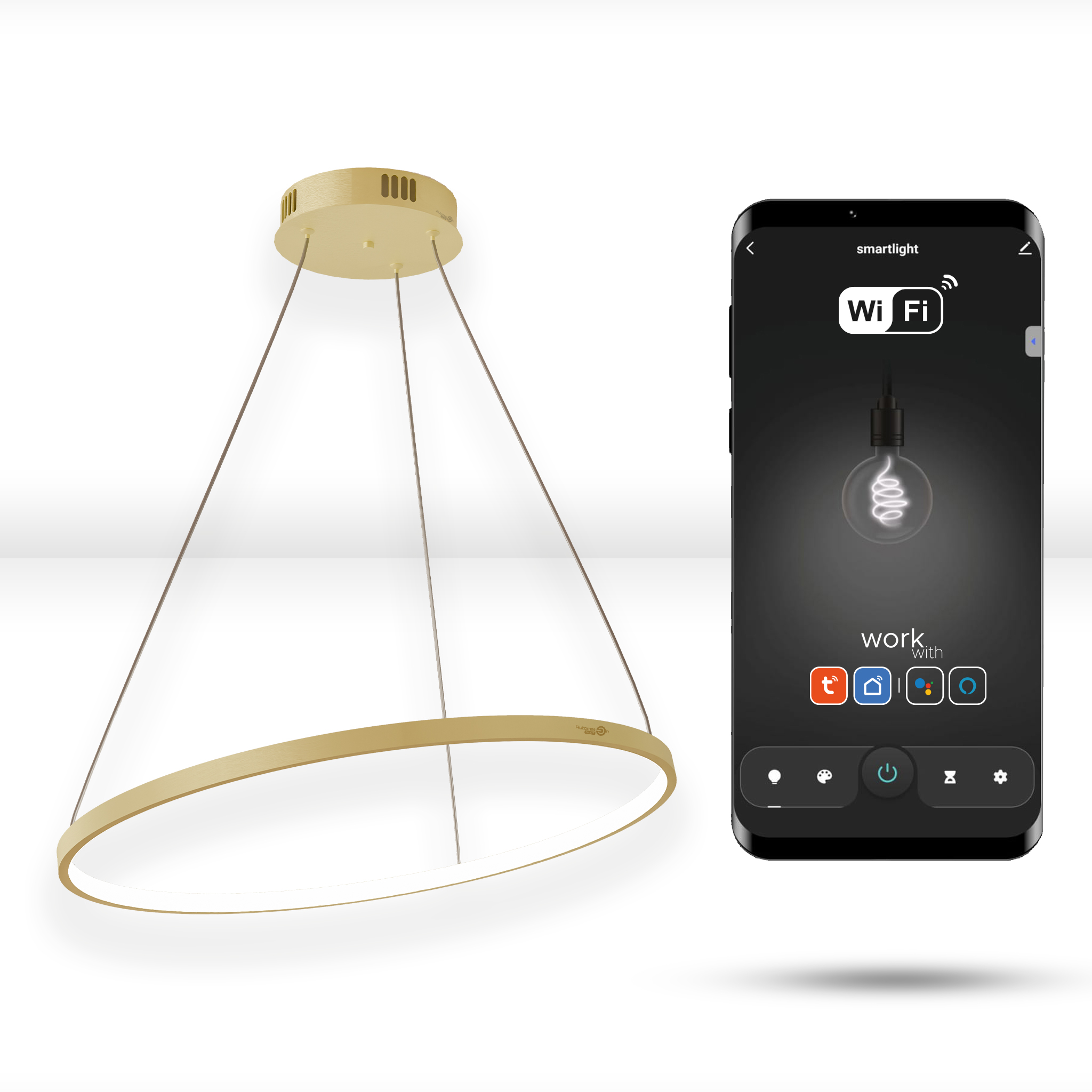 Tuya 40cm Led-lampe Mit Wlan-funktion, Goldfarben, Zum Aufhängen, Rund, Innenliegend