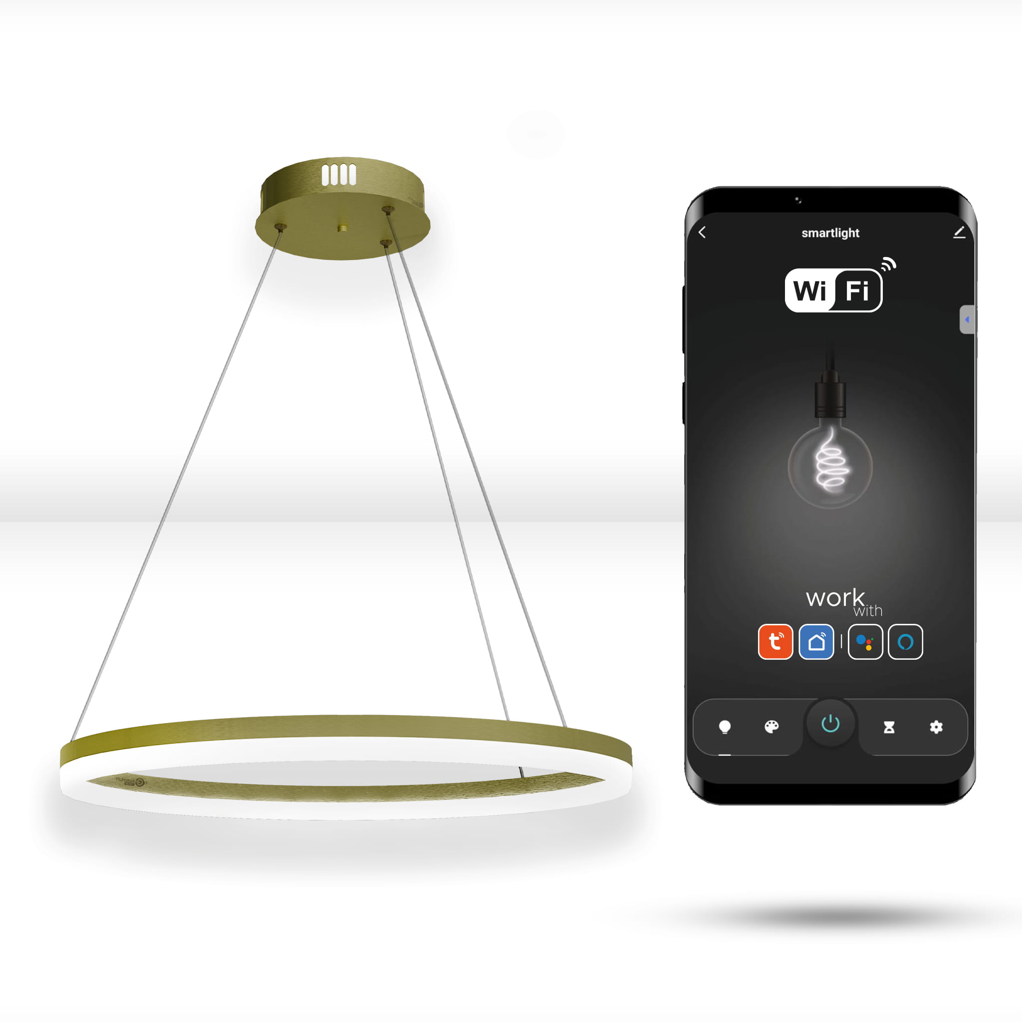 Tuya Wifi 40cm Led Gold Hängering-kreislampe