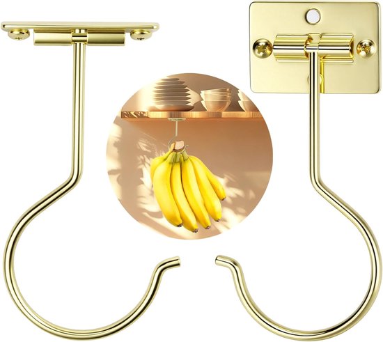 Set Mit 2 Goldenen Selbstklebenden Bananenhaken Traubenhaken Obsthaken Für Die Küche Bananenregal Hält Bananen Unter Schränken Frisch Magnetische