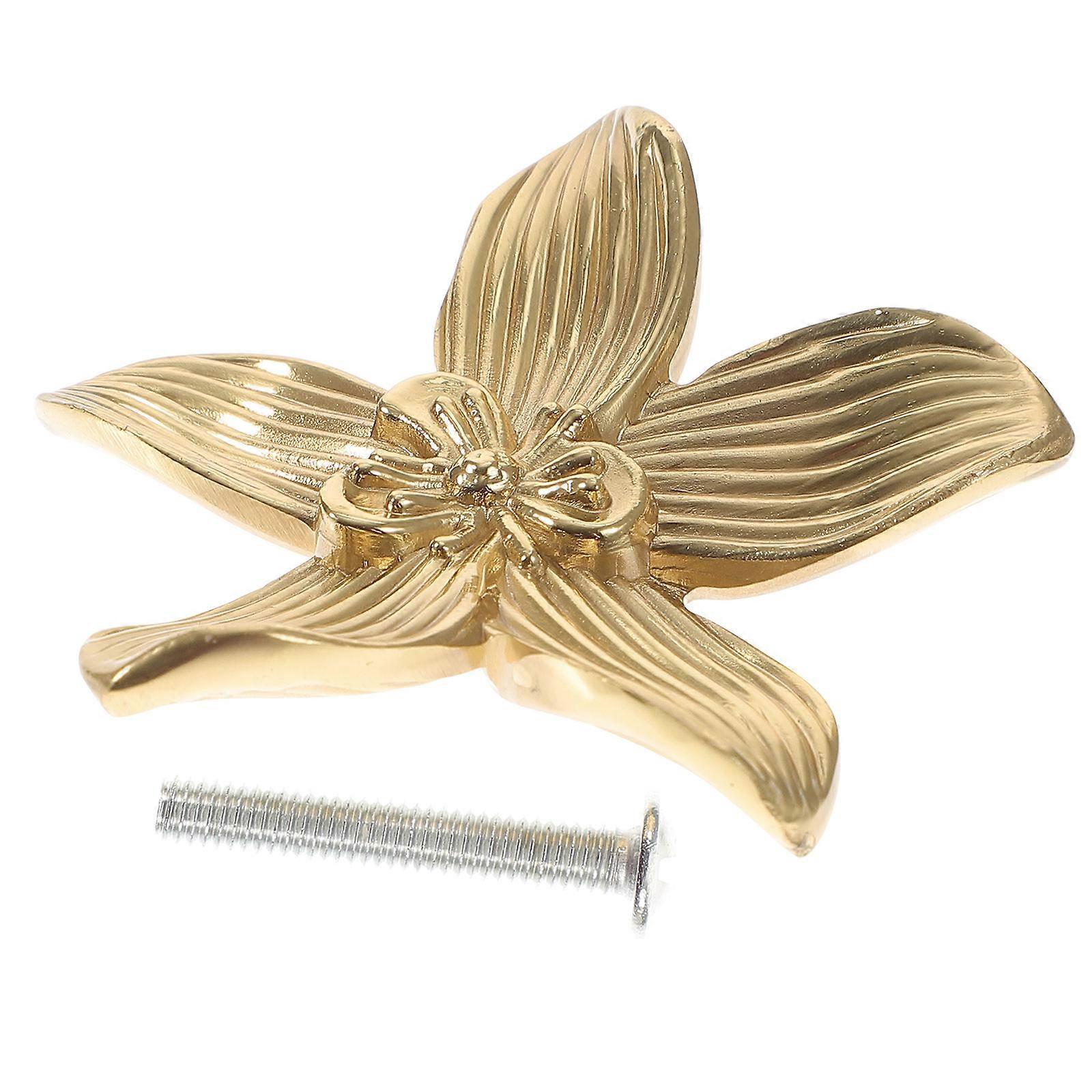 Blumenförmiger Schubladenknopf, Kupfer-schrankknopf Für Tür, Goldfarben