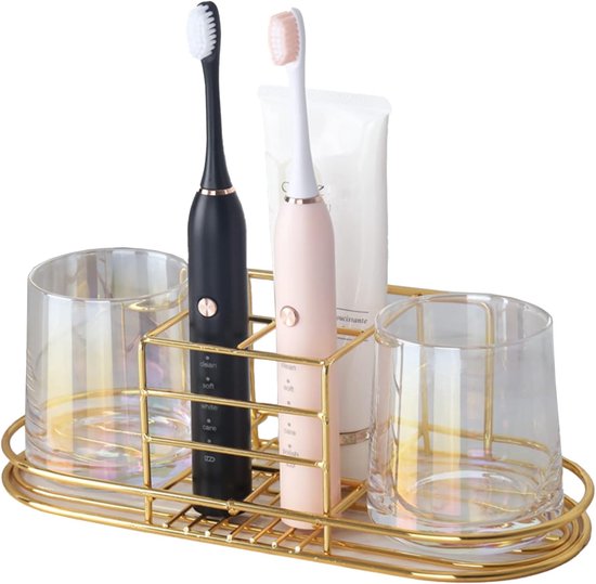 Multifunktionaler Zahnbürstenhalter – Wandmontage – Selbstklebend – Gold