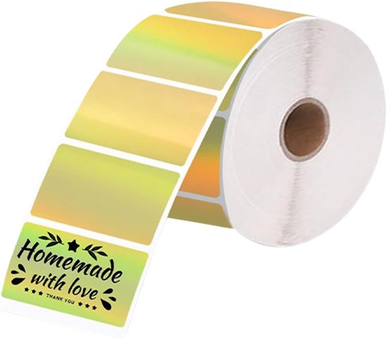 Thermopapier Für Etiketten – 57 X 32 Mm – 500 Quadratische Blatt – Rolle Mit Druckeretiketten – Gold