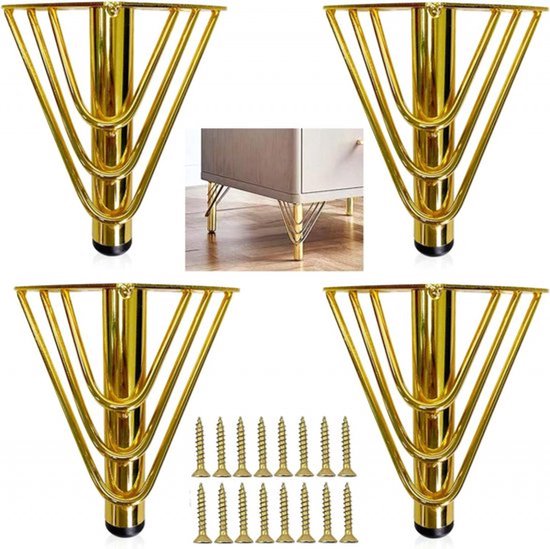 Möbelfüße, 4er-set – Sofafüße – 18 Cm Hoch – Für Möbel, Sofas, Schränke, Sessel – Konische Beine – Gold