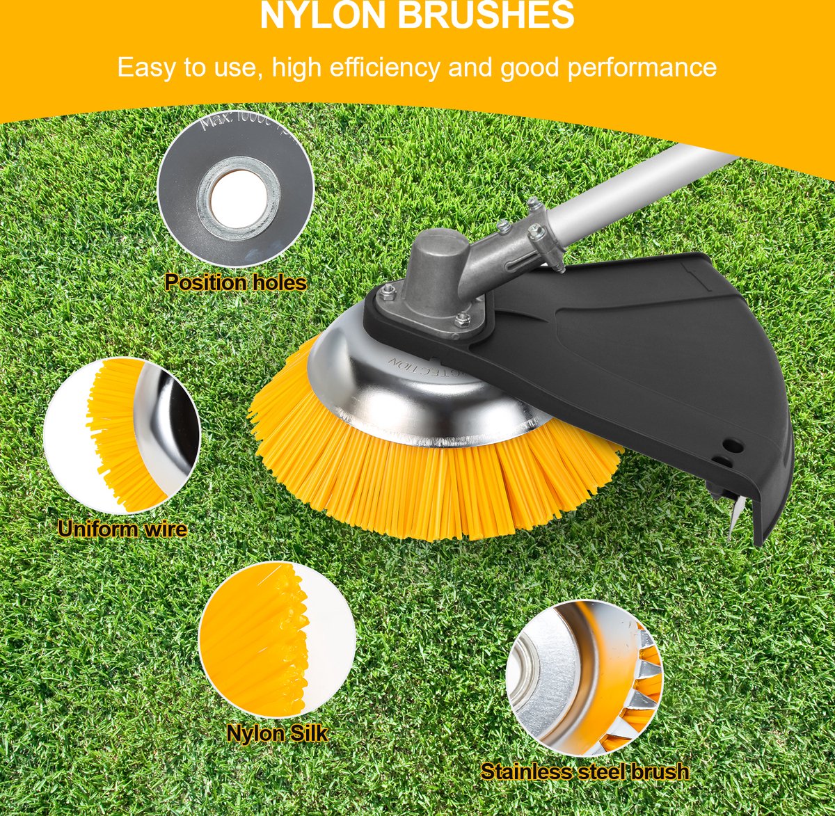 Nylon-unkrautbürste – 2er-pack Nylon-bürstenköpfe, 25,4 X 200 Mm (8 Zoll) – Unkrautbürste – Trimmer – Freischneider