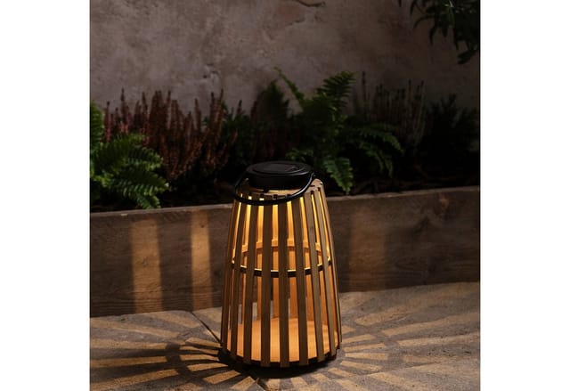 Sol Solar-Laterne aus Bambus 30,5 cm mit warmweißen LEDs