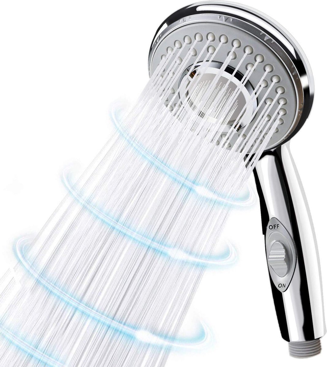 Handbrause – Duschkopf – Abs – Chrom – Hochdruck – Universal – 5 Wassersparmodi – Wasserstopp Mit Einem Klick – Für Bad Und Spa – 24 X 10 Cm