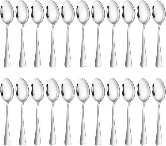 Set Mit 24 Edelstahllöffeln Für Kaffee, Tee Und Desserts Kleine Löffel Für Haushalte Und Restaurants (13,7 Cm, Silber)