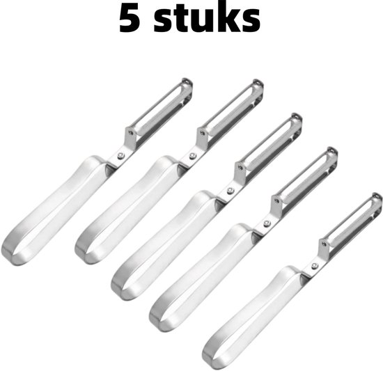 5 Teiliger Sparschäler Für Gemüse, Obst Und Spargel Ergonomisch Und Langlebig Edelstahl Silber