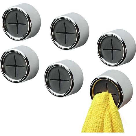 Ein Set Aus 6 Selbstklebenden Runden Handtuchhaken, Küchenhaken, Handtuchhaltern Mit Saugnapf, Geeignet Für Badezimmer, Schränke Und Regale.