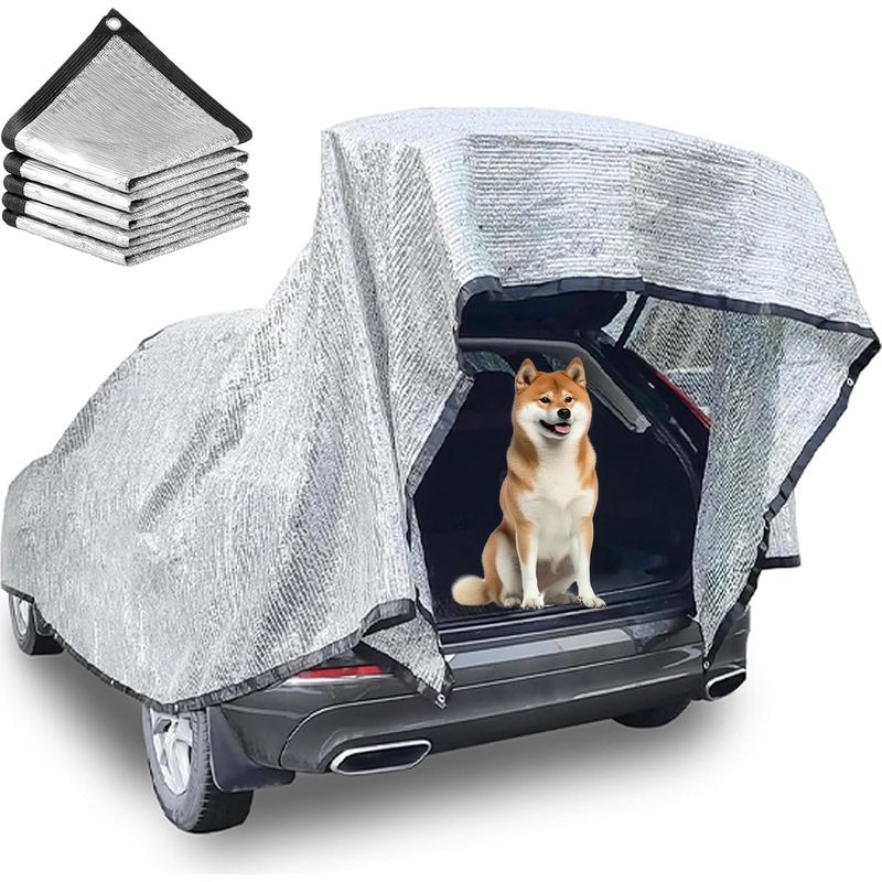 Aluminium-auto-sonnenschutznetz, 85 % Sonnenreflektierendes Gewebe, Aluminium-sonnenschutznetz Mit Ösen, Auto-sonnenschutznetz Für Hunde, Dach, Garten (3x4m)