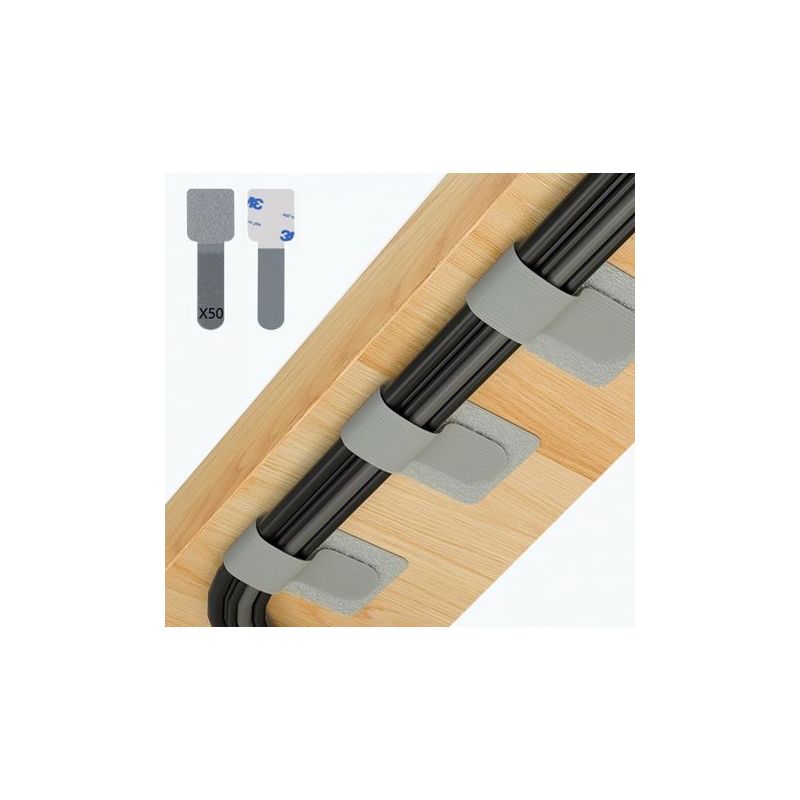 50er-pack Selbstklebende Kabelbinder Mit Klettverschluss Für Die Kabelführung Unter Dem Schreibtisch, Für Tv, Pc, Laptop, Ethernet, Büro, Grau, Größe S
