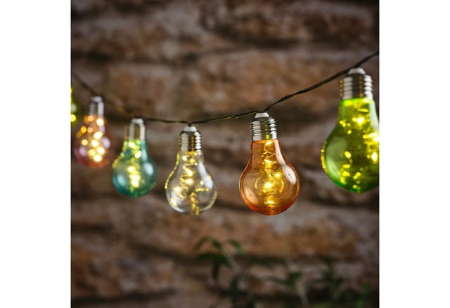Solar-Glühbirnen-Lichterkette mit 10 Mikro-LEDs in Pastellfarben