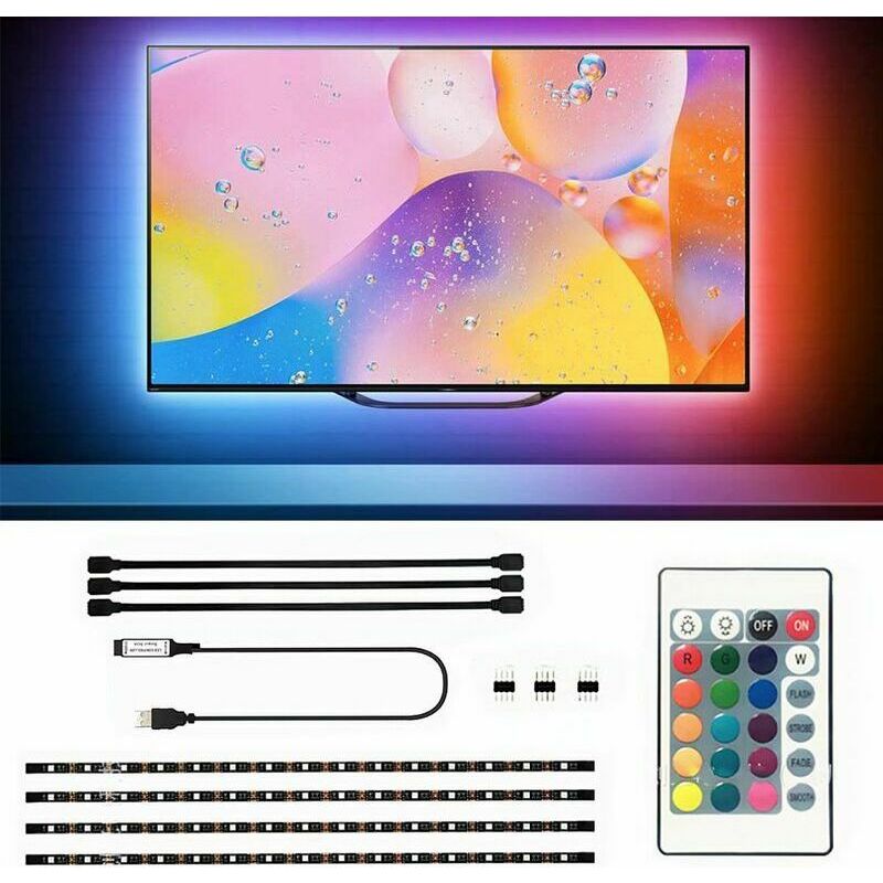 Lablanc – 5050 Rgb + 6000k Weiß Led-streifen – 2 M Mit 72 Leds – Usb-stromversorgung – Hintergrundbeleuchtung Für 40-60 Zoll Fernseher