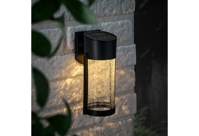 Lyme Solar-Wandleuchte aus Crackle-Glas Warmweiß