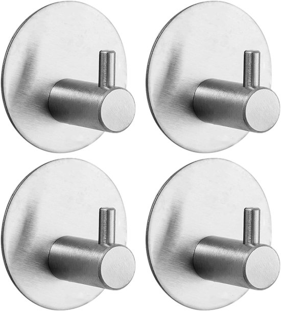4 Stück Badezimmer Handtuchhaken Selbstklebende Wandhaken Aus Edelstahl 304, Runde Haken, Rostfrei, Selbstklebend Mit Klebepad (silber)