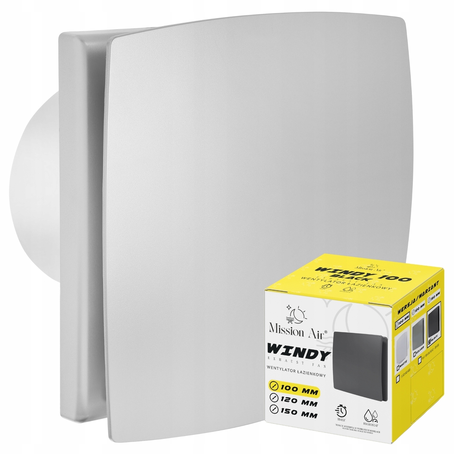 Badezimmerlüfter Windy 120 S Silber