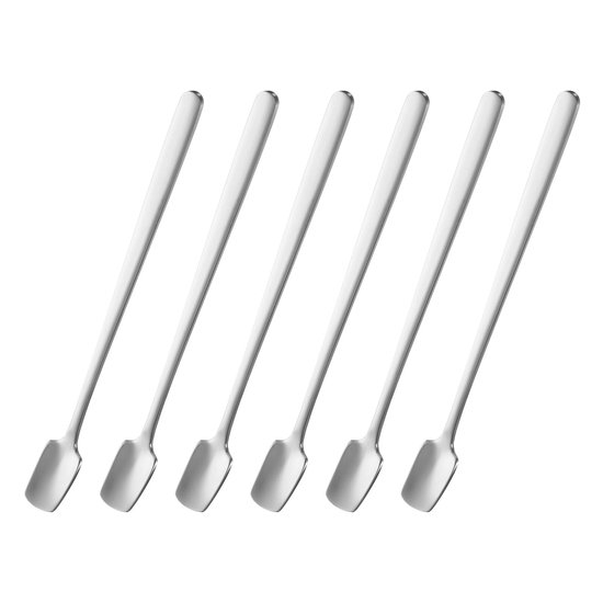 6er Pack Espressolöffel, 15,5 Cm Lange, Quadratische Kaffeelöffel Aus Edelstahl, Silberfarben