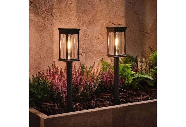 2er-Set "Cragside" Solar-Gartensteckleuchten mit warmweißer LED