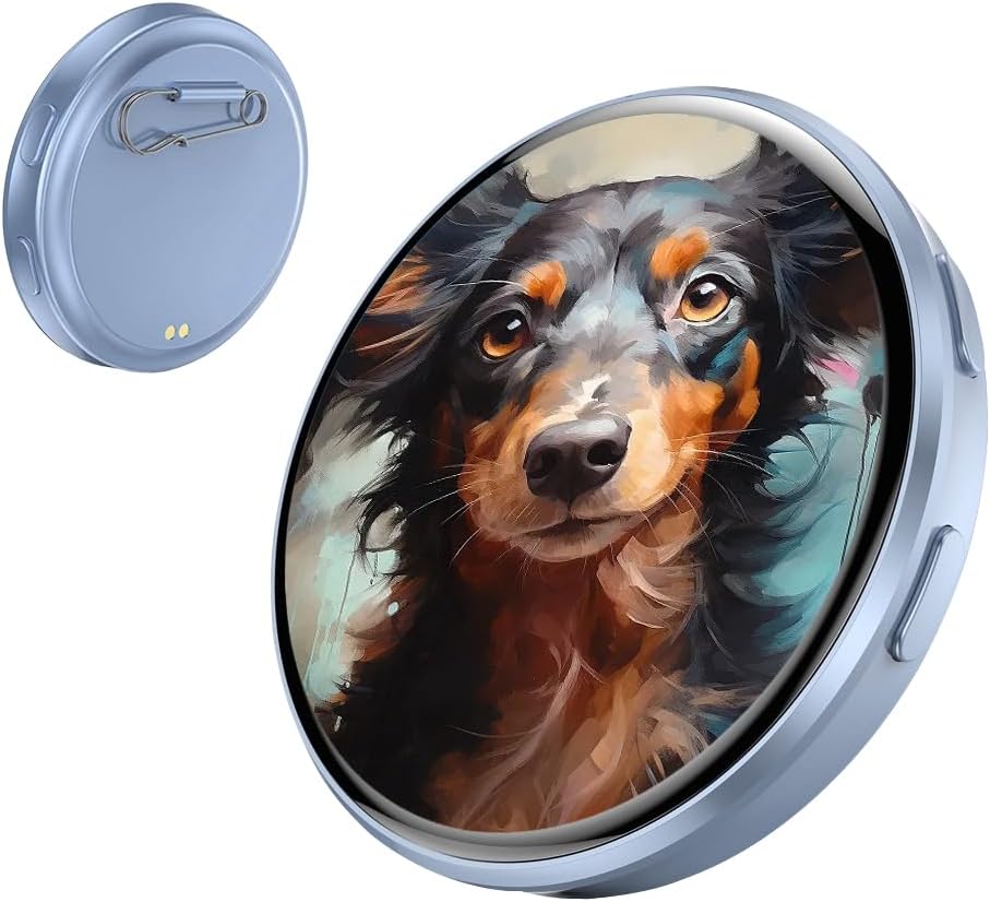 Digital Lapel Pin, Smart Cyber Badge Display With 4.3 Cm Hd Display, Touchscreen Multicoloured Light Effects Digital Badge Display Pin, Digital Displayed Pixel Badge Pin For Anime & Football