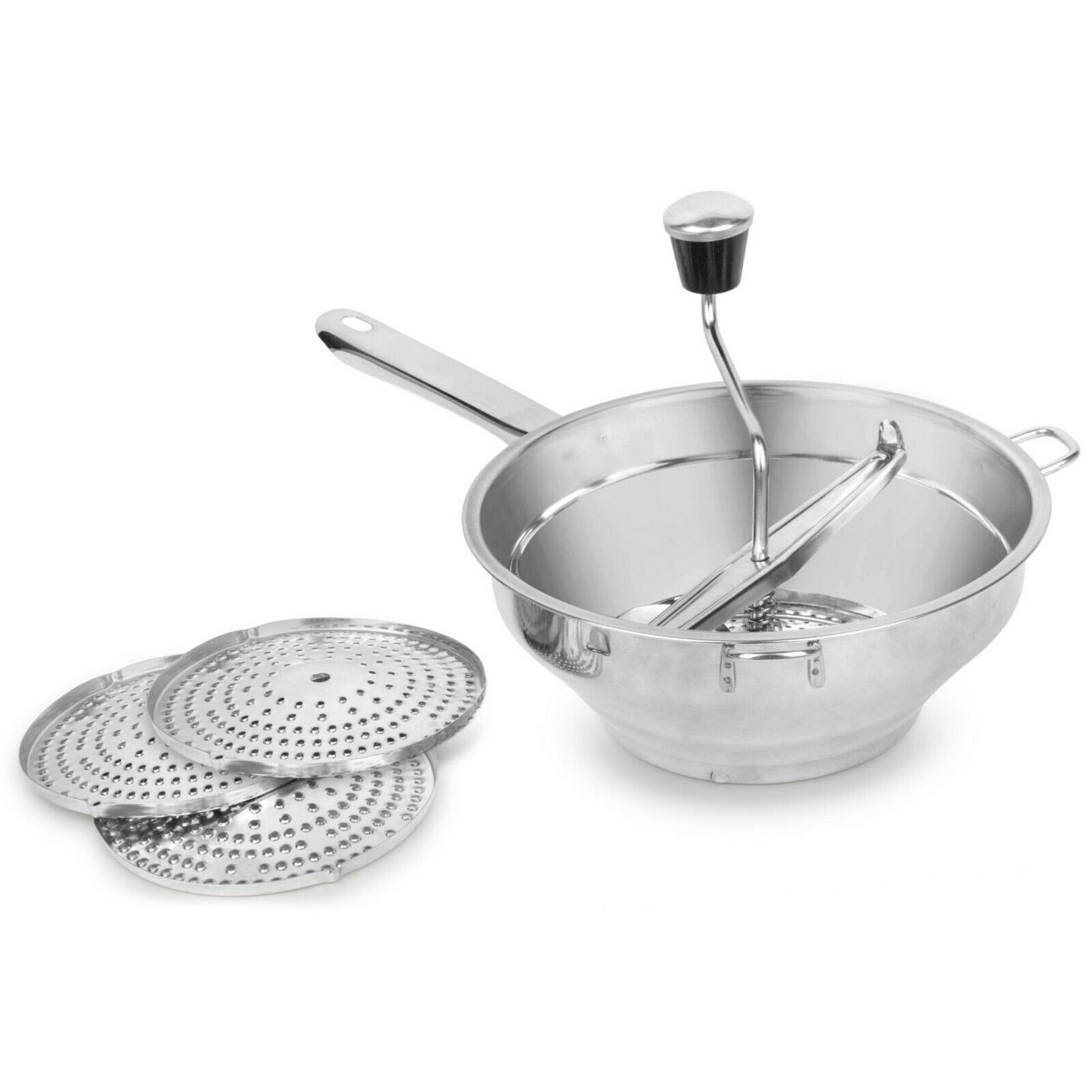 Gemüsemühle Aus Edelstahl Mit 3 Mahlscheiben, Ideal Für Die Zubereitung Von Suppen Und Soßen.
