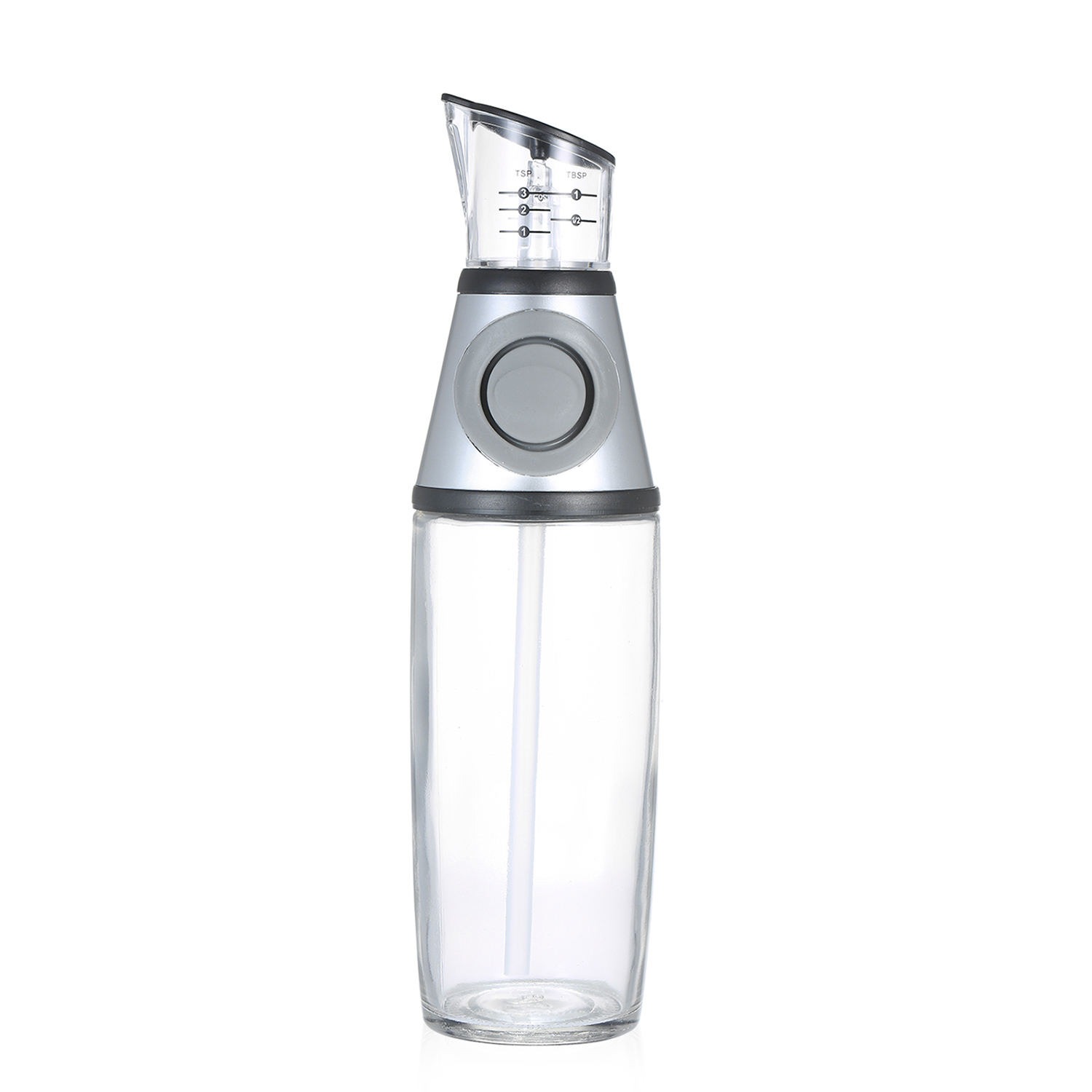 Olivenölspender, Glasflasche Für Essig, Pumpspender, Flexible Flasche, Salatdressing-ölspender, Kochspender Mit Messbecher 500 Ml / 17 Oz