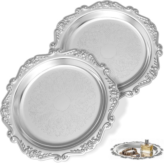 Set Aus 2 Silberfarbenen Schalen 15 Cm Durchmesser Retro-dessertschalen Mit Geprägtem Muster Glänzende Schalen Die Sich Perfekt Für Hochzeiten